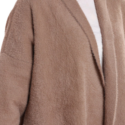 Shawl Collar Furry Oversize Cardigan without Buttons