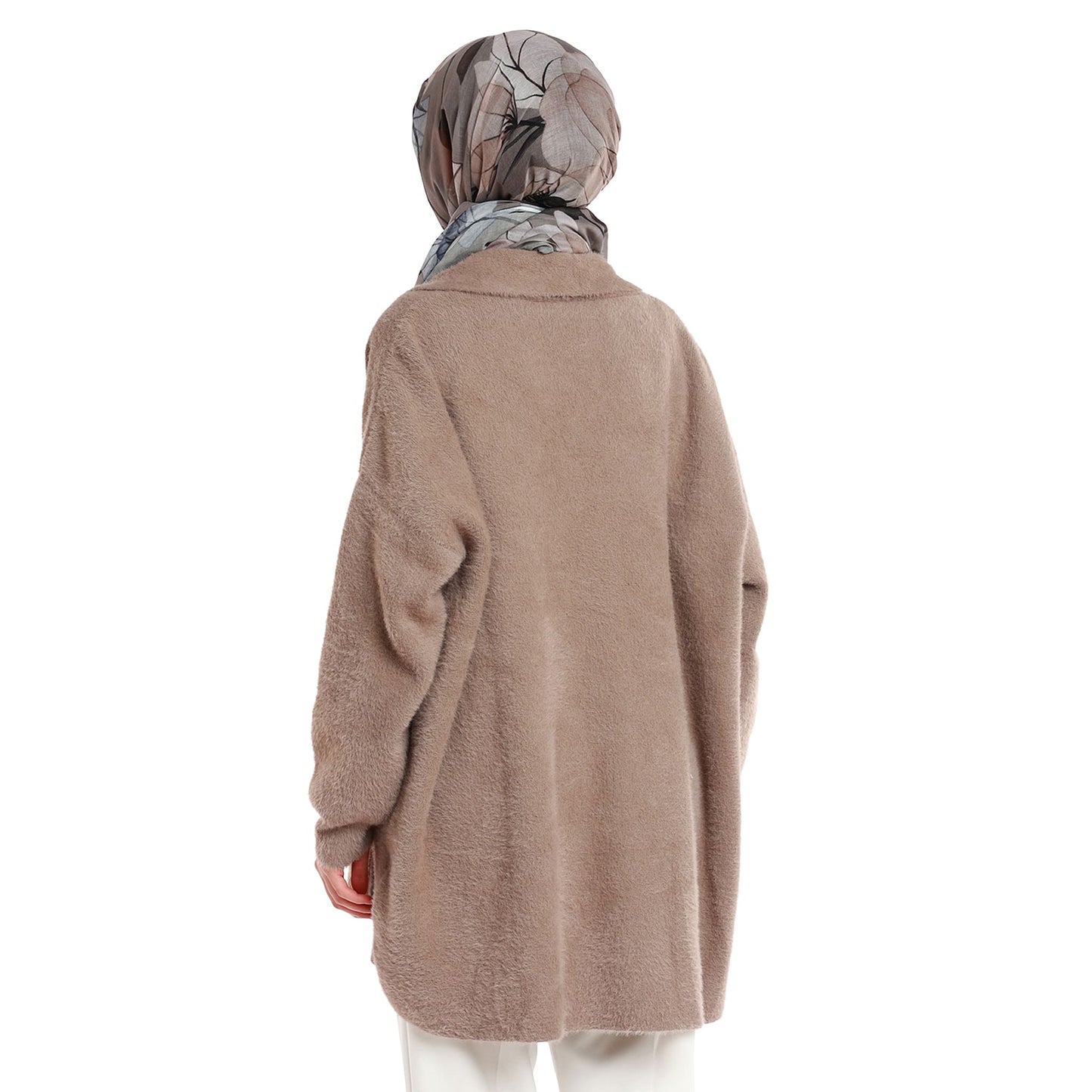 Shawl Collar Furry Oversize Cardigan without Buttons