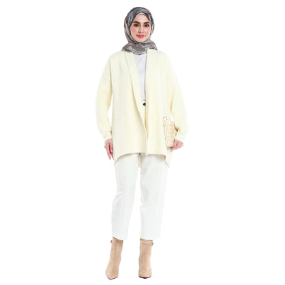 Shawl Collar Furry Oversize Cardigan without Buttons