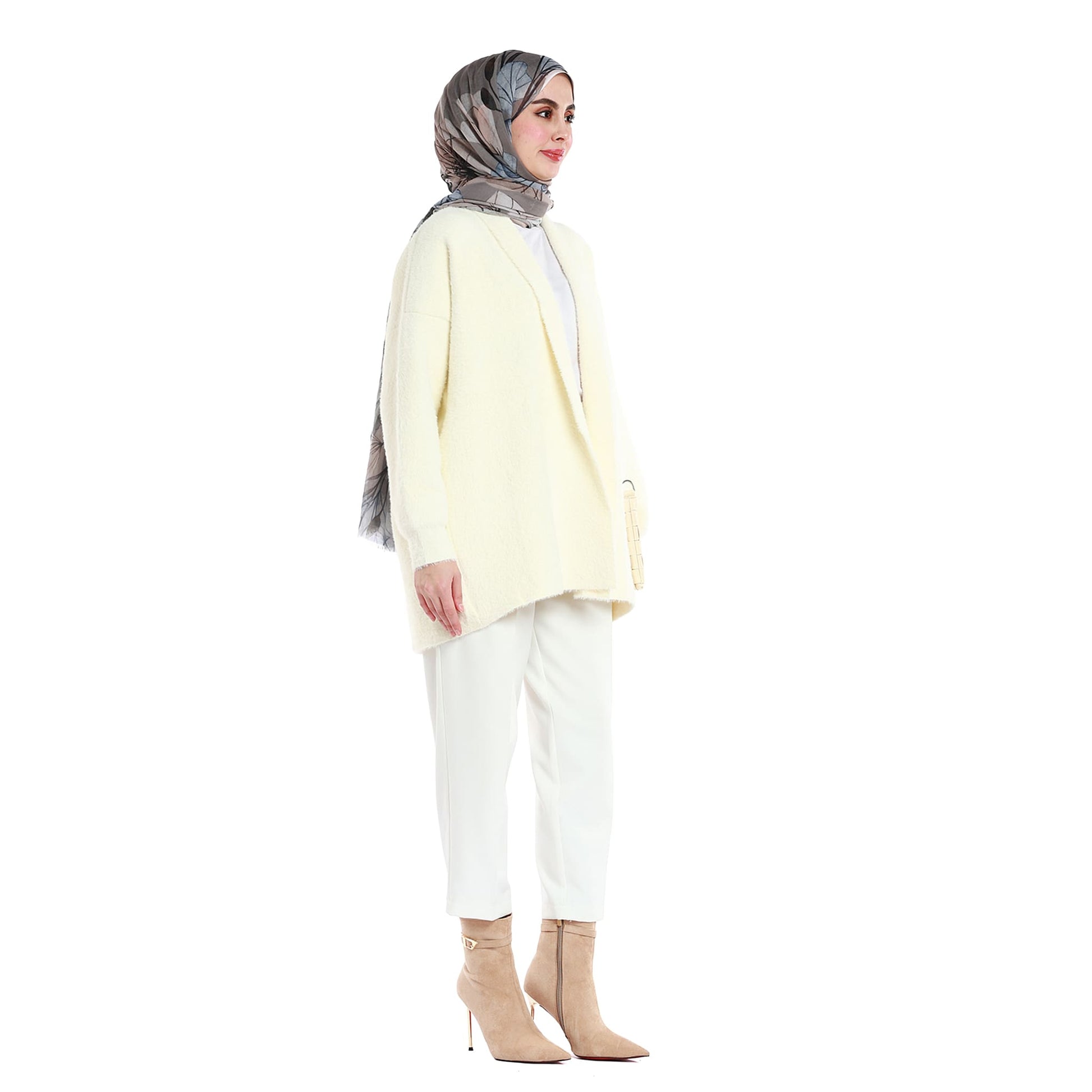Shawl Collar Furry Oversize Cardigan without Buttons
