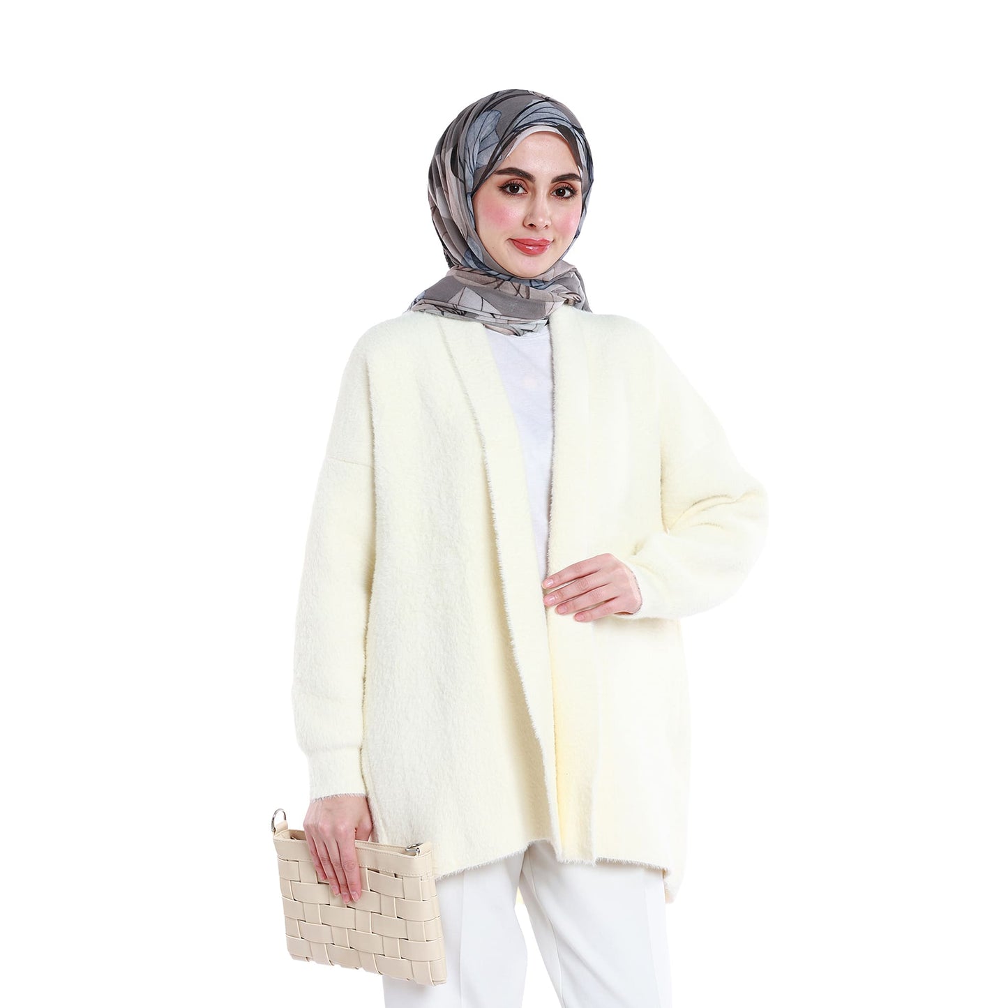 Shawl Collar Furry Oversize Cardigan without Buttons