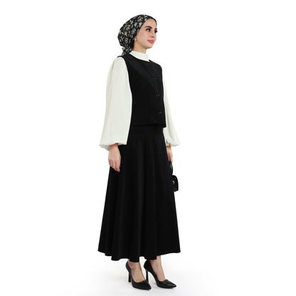 Suede/Velvet Silver Buttoned Skirt Suit