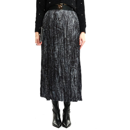 Pleated Skirt with Pattern and Belt Detail