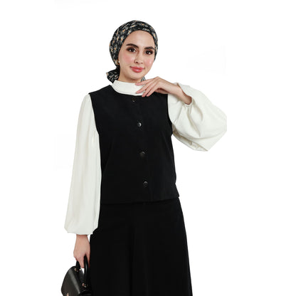 Suede/Velvet Silver Buttoned Skirt Suit