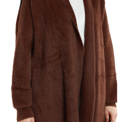 Shawl Collar Furry Oversize Cardigan without Buttons