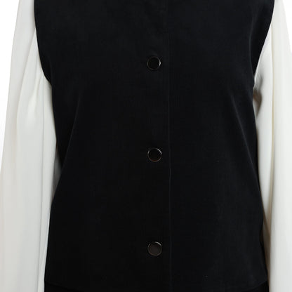 Suede/Velvet Silver Buttoned Skirt Suit