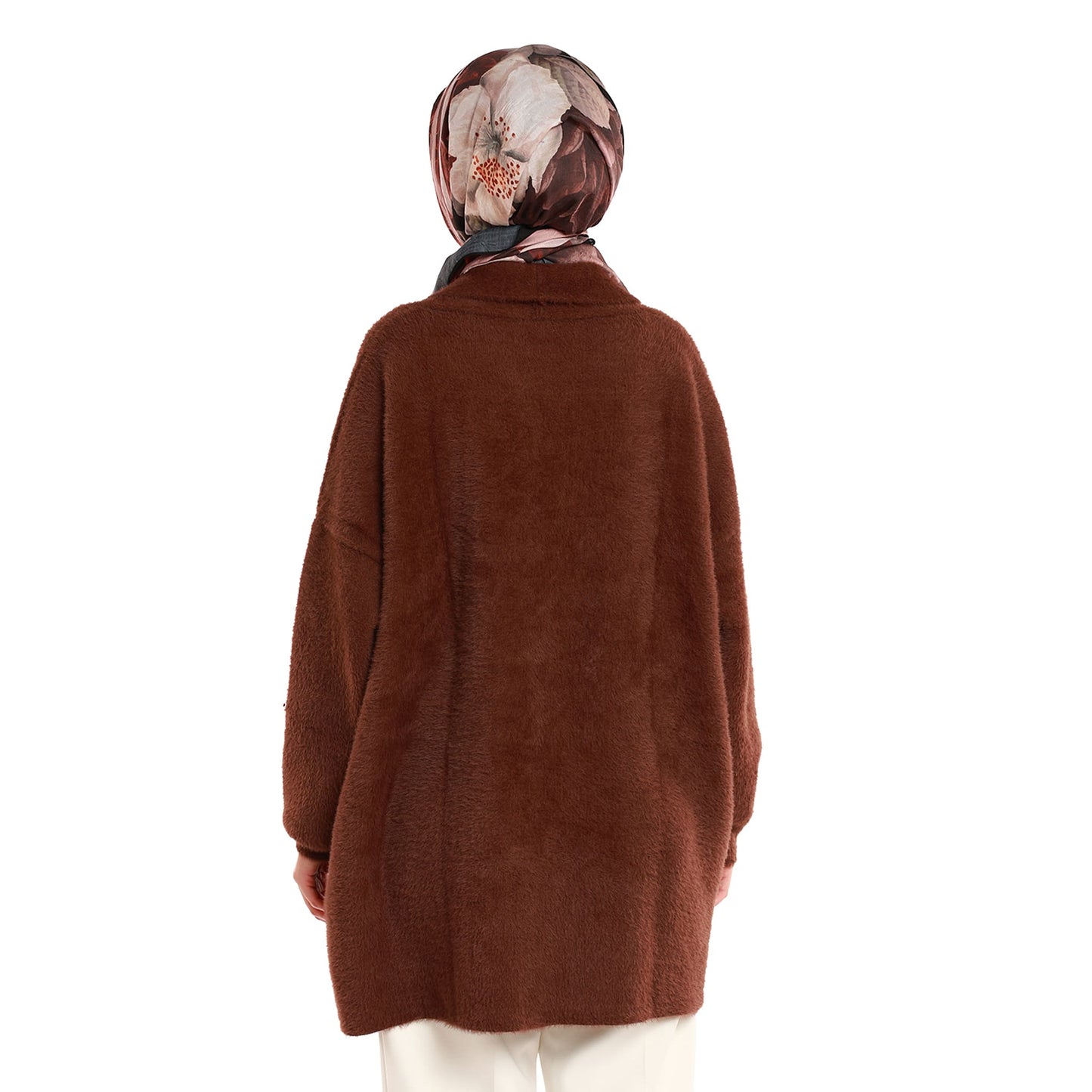 Shawl Collar Furry Oversize Cardigan without Buttons