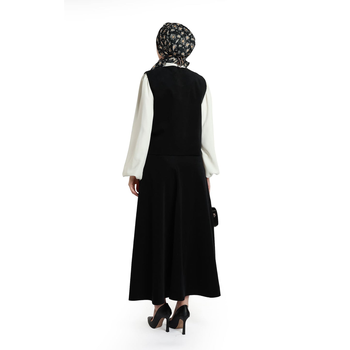 Suede/Velvet Silver Buttoned Skirt Suit