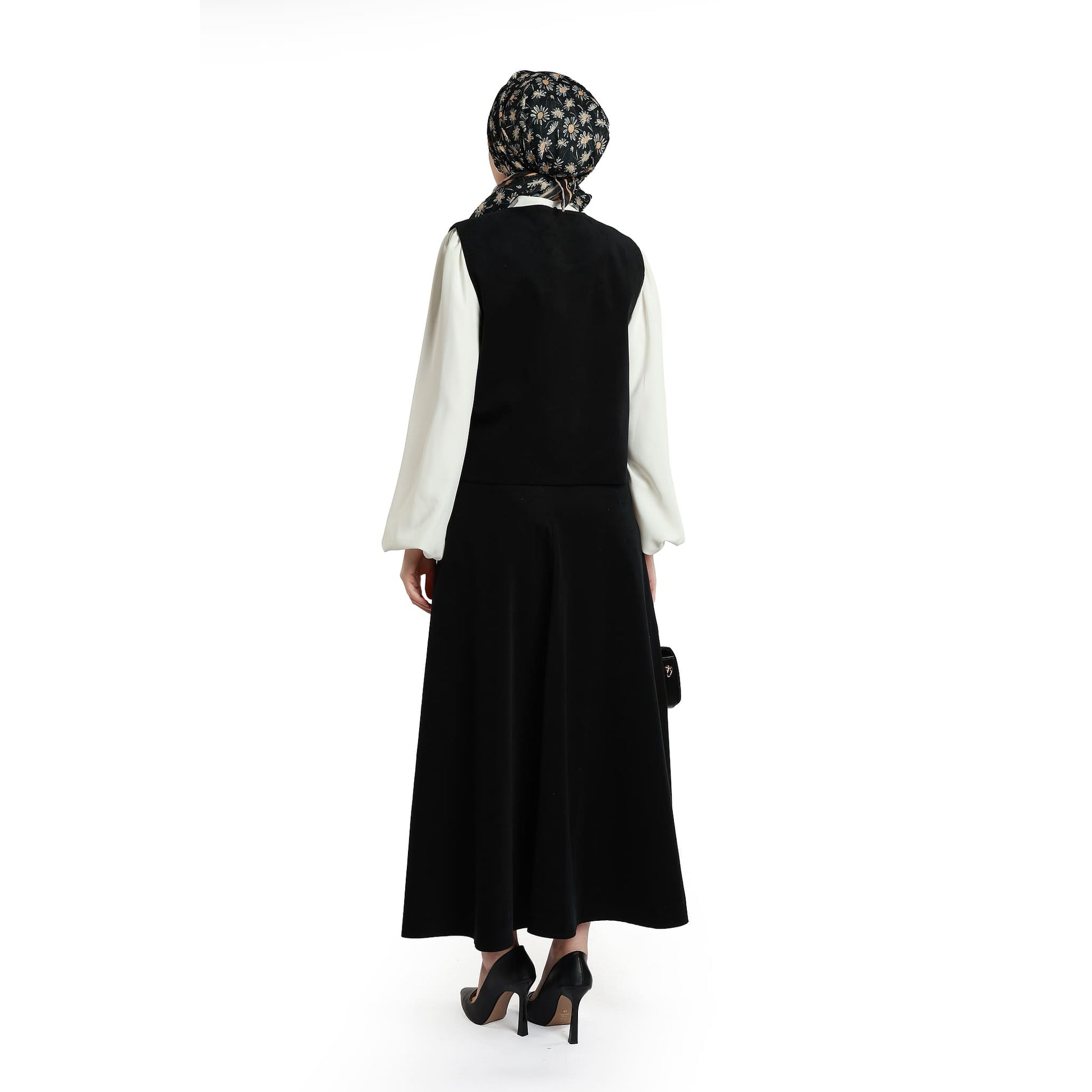 Suede/Velvet Silver Buttoned Skirt Suit