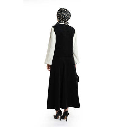 Suede/Velvet Silver Buttoned Skirt Suit