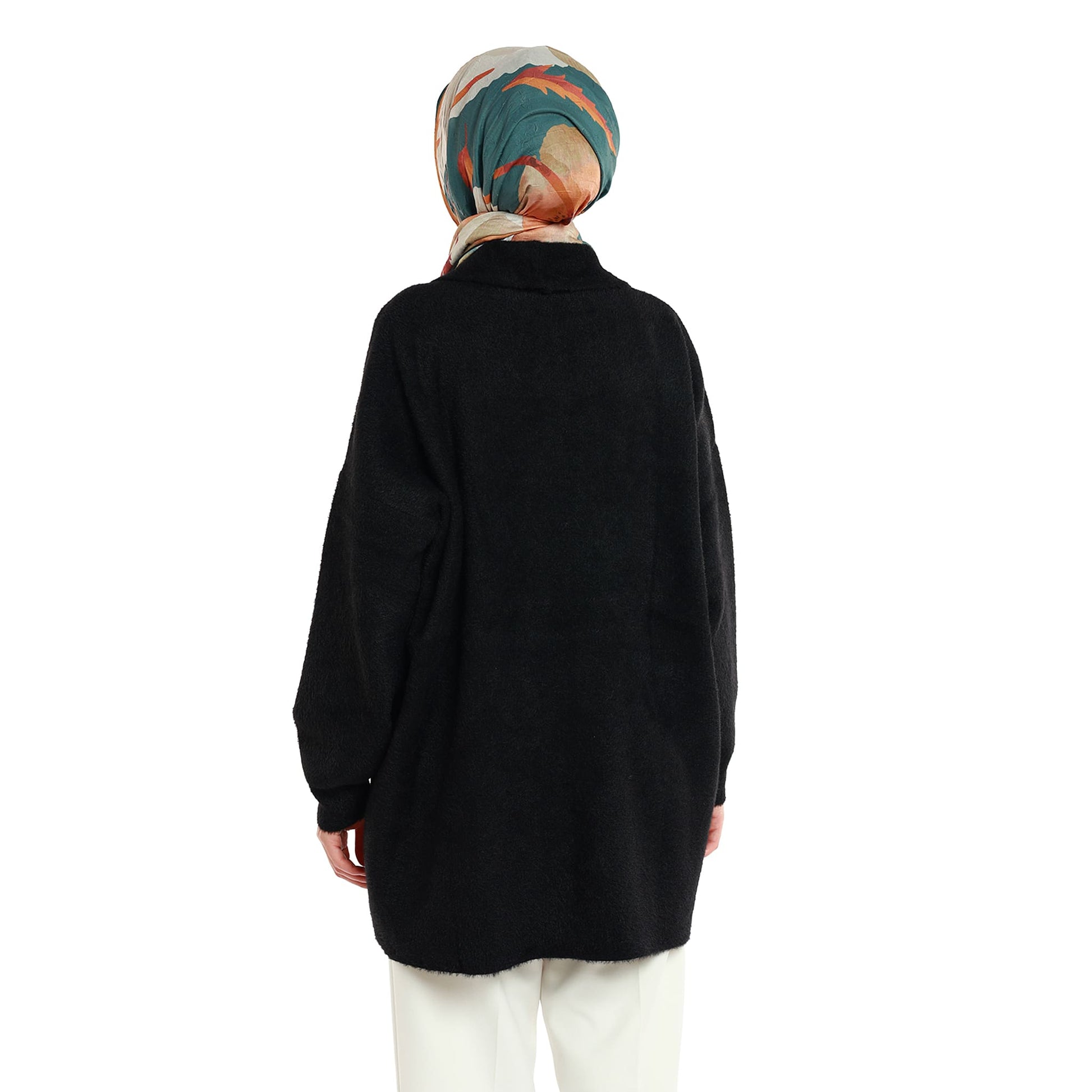 Shawl Collar Furry Oversize Cardigan without Buttons