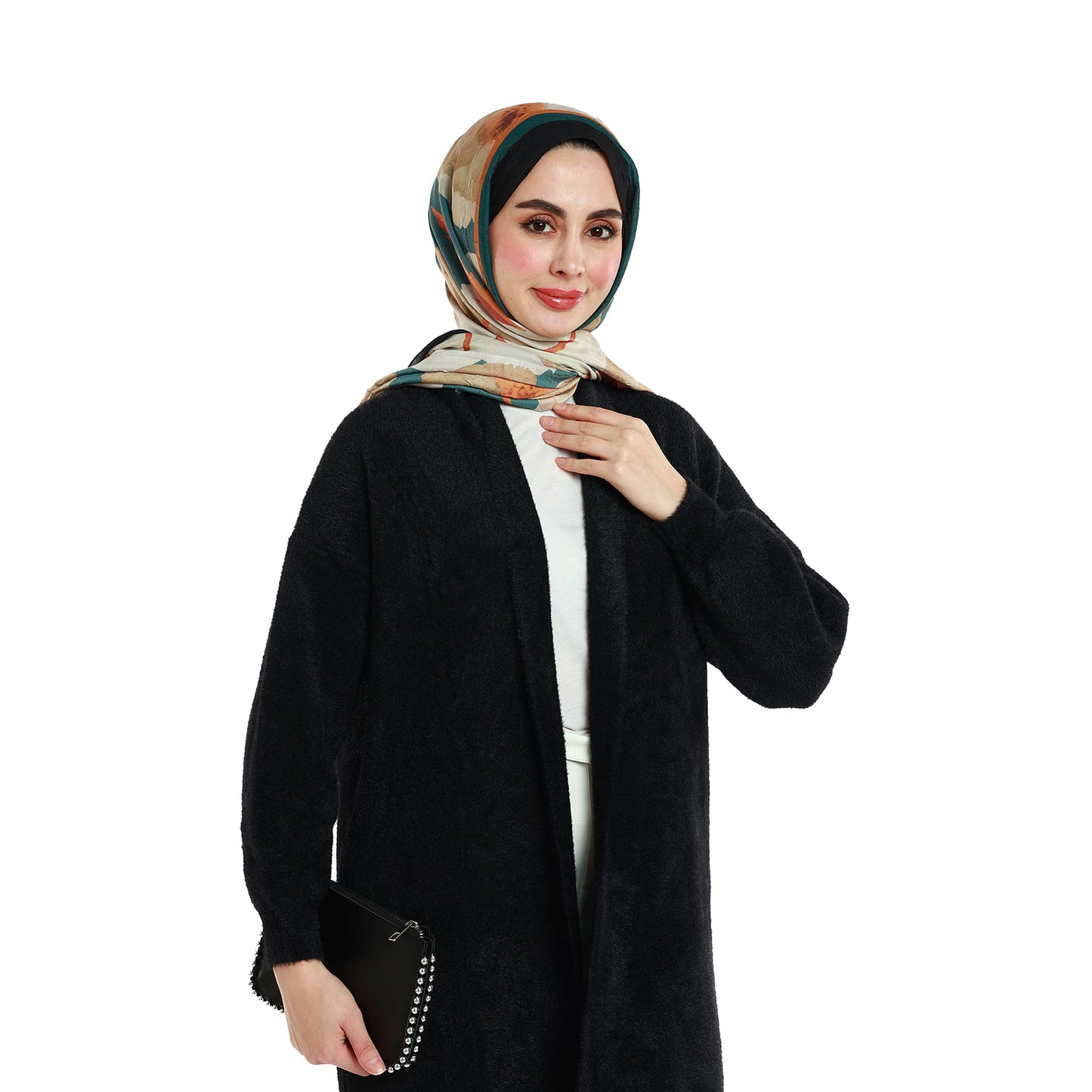 Long Knitted Tunic with Shawl Collar