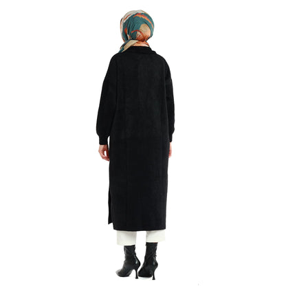 Long Knitted Tunic with Shawl Collar