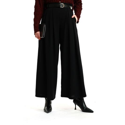Wide-Leg Flowing Pleated Pants