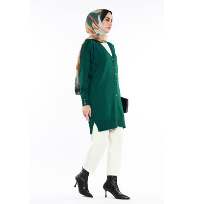 Buttoned V Neck Knit Cardigan