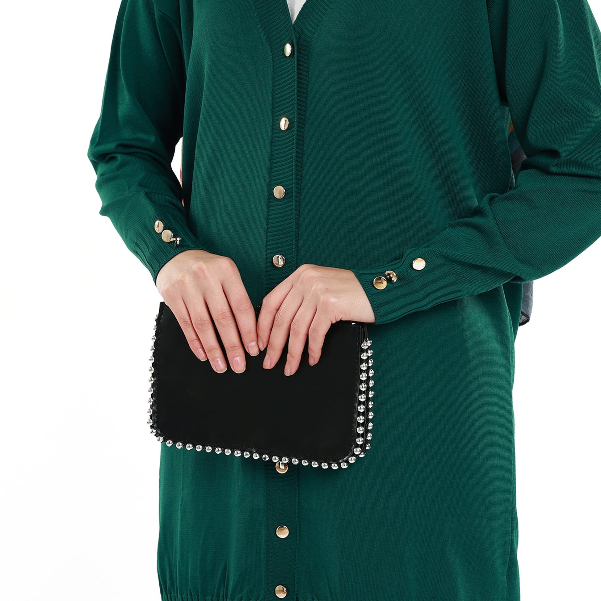 Buttoned V Neck Knit Cardigan