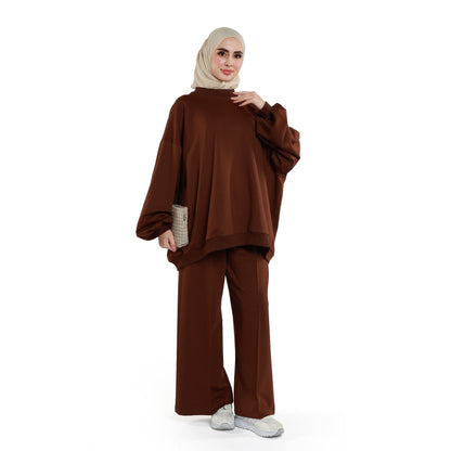 High Neck Drop Shoulder Everyday Two Piece Set