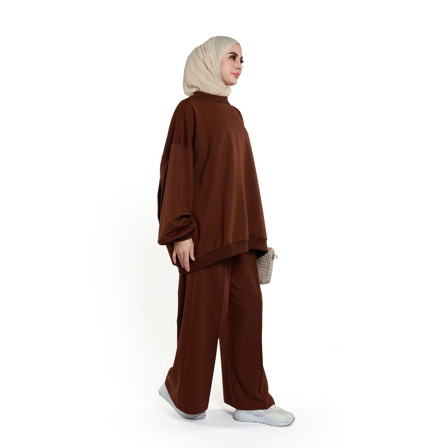 High Neck Drop Shoulder Everyday Two Piece Set
