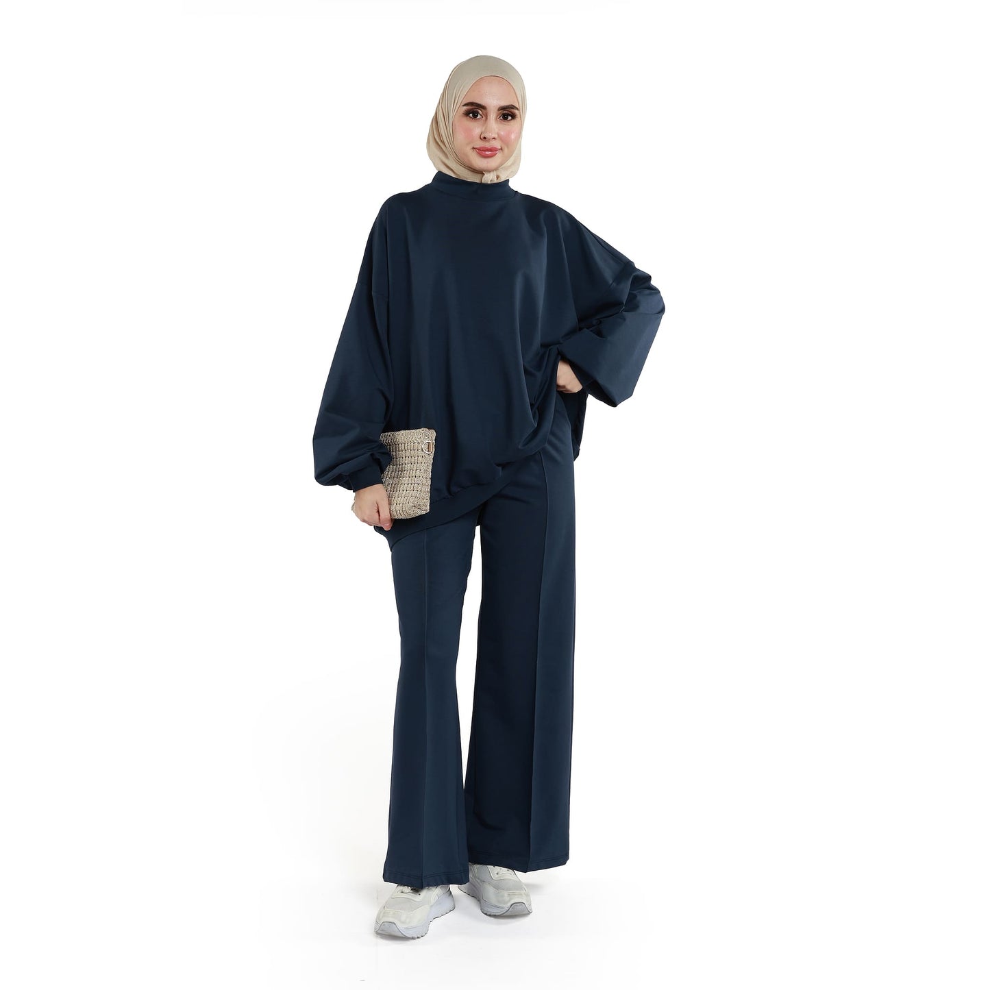 High Neck Drop Shoulder Everyday Two Piece Set