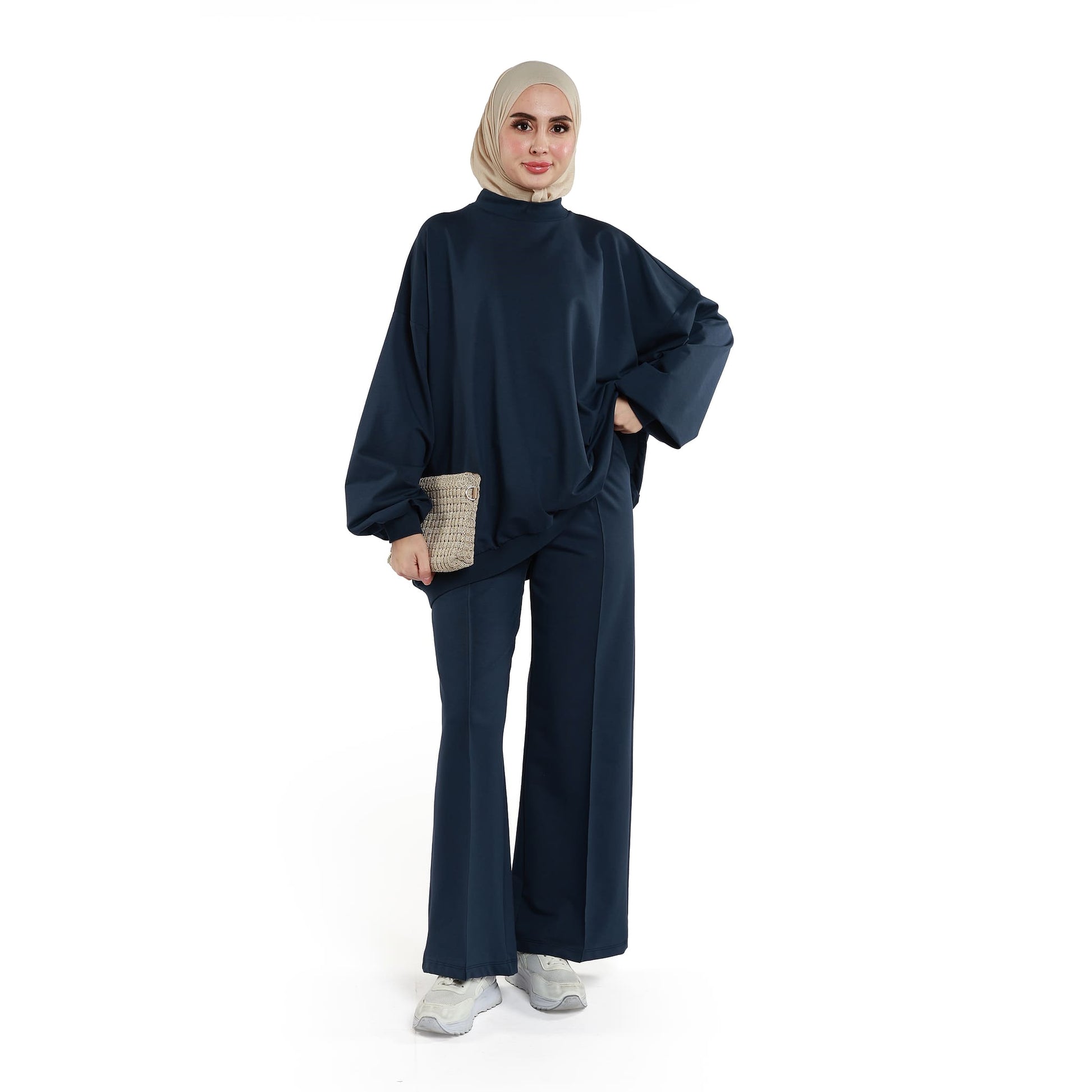 High Neck Drop Shoulder Everyday Two Piece Set