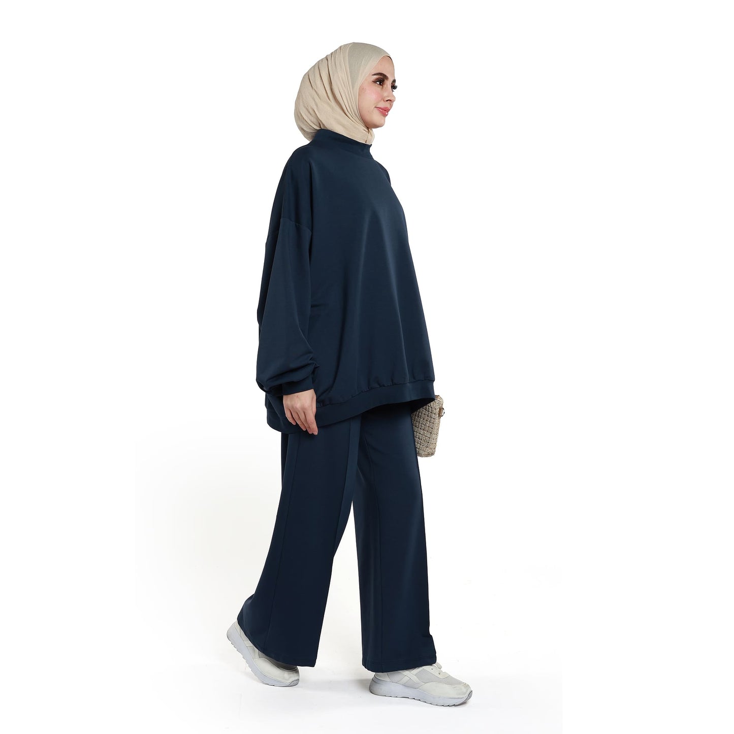High Neck Drop Shoulder Everyday Two Piece Set