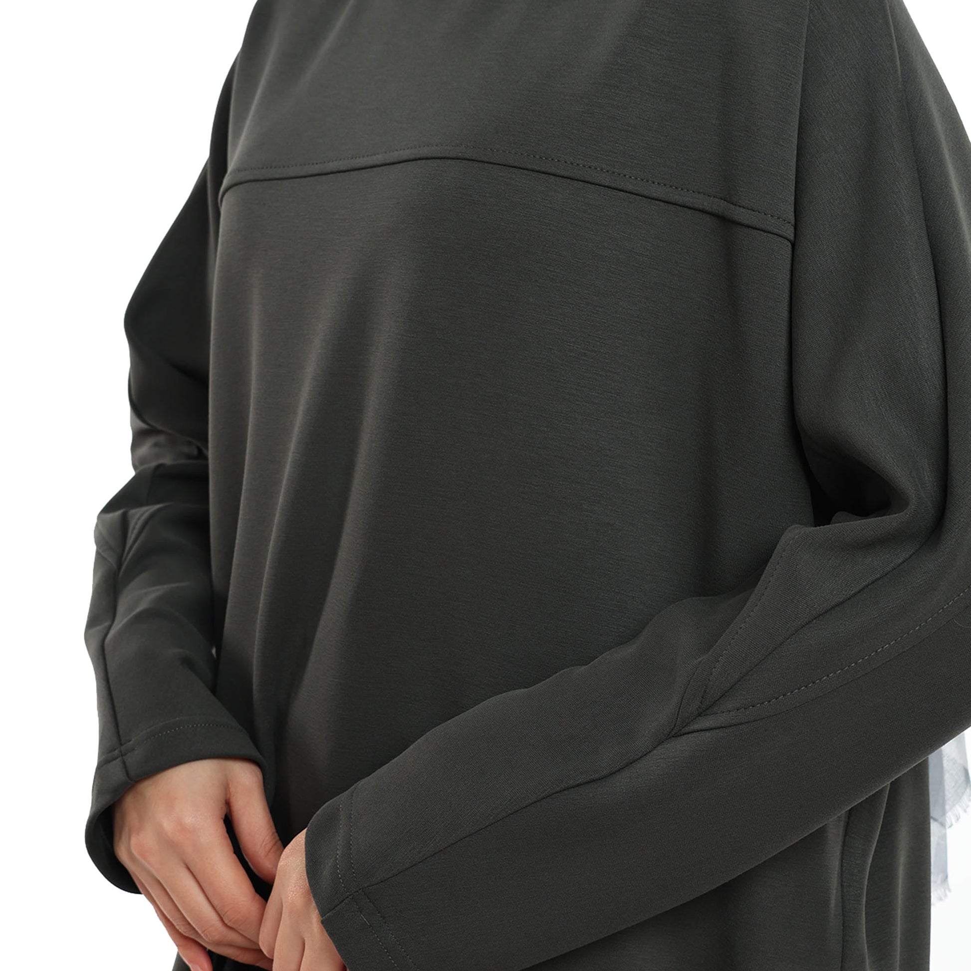 Modal Batwing Sleeve Buttoned Slit Two Piece Set