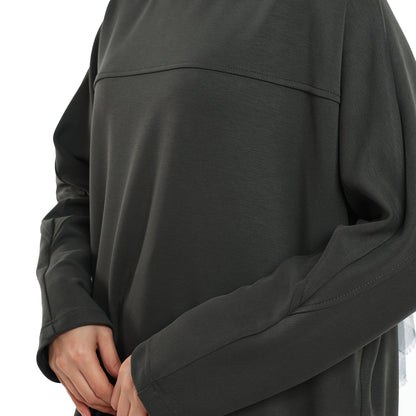 Modal Batwing Sleeve Buttoned Slit Two Piece Set