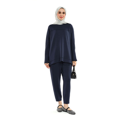 Modal Batwing Sleeve Buttoned Slit Two Piece Set