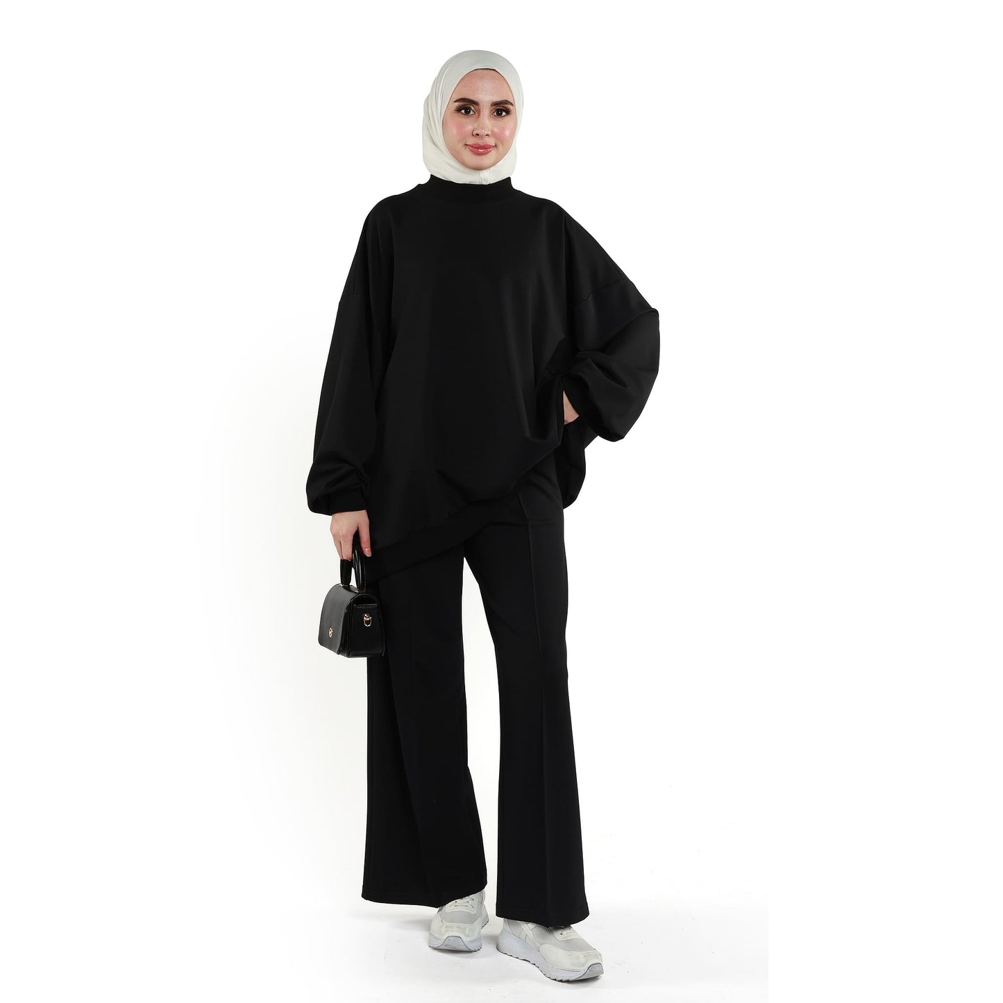 High Neck Drop Shoulder Everyday Two Piece Set