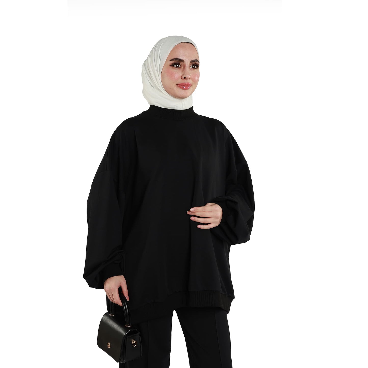 High Neck Drop Shoulder Everyday Two Piece Set