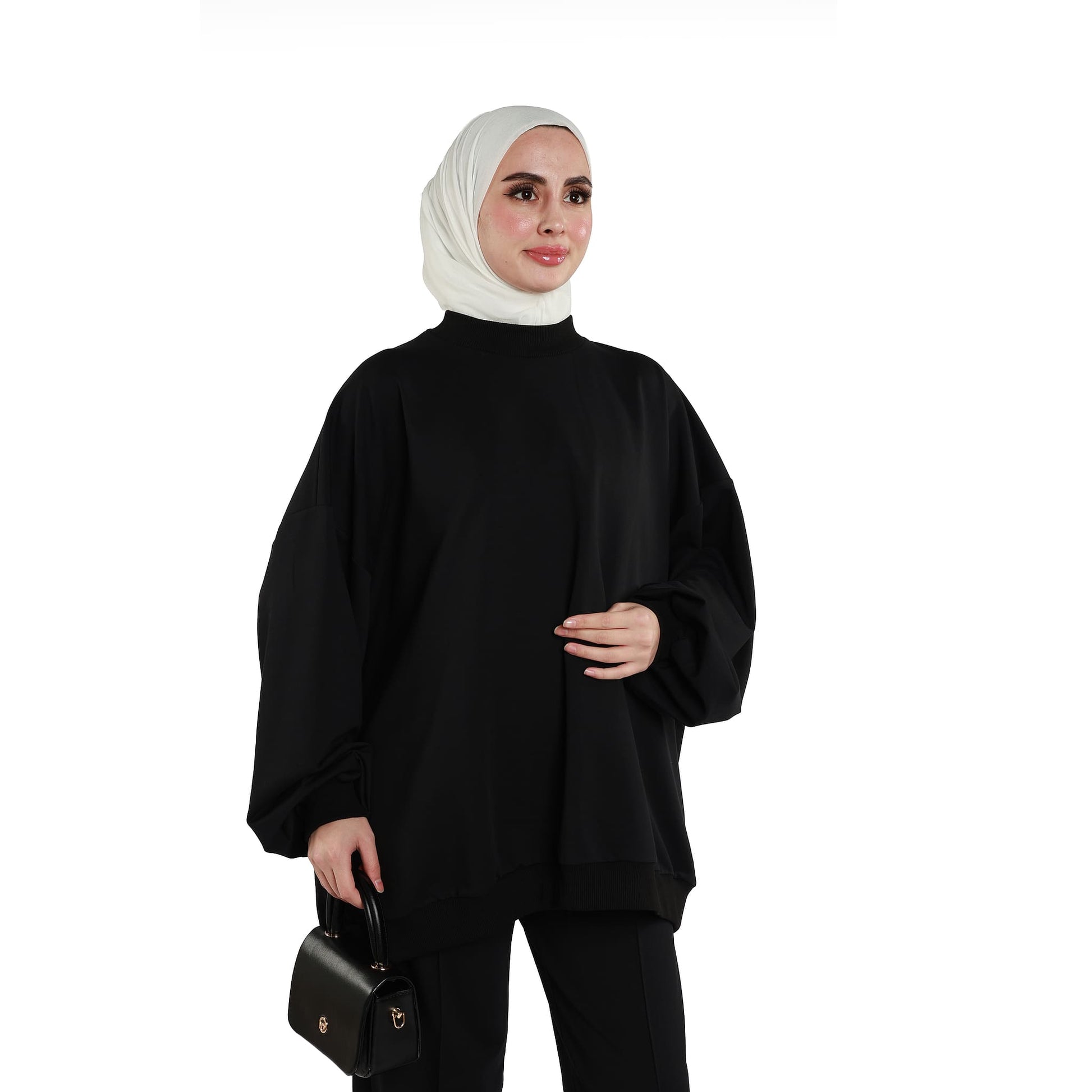 High Neck Drop Shoulder Everyday Two Piece Set