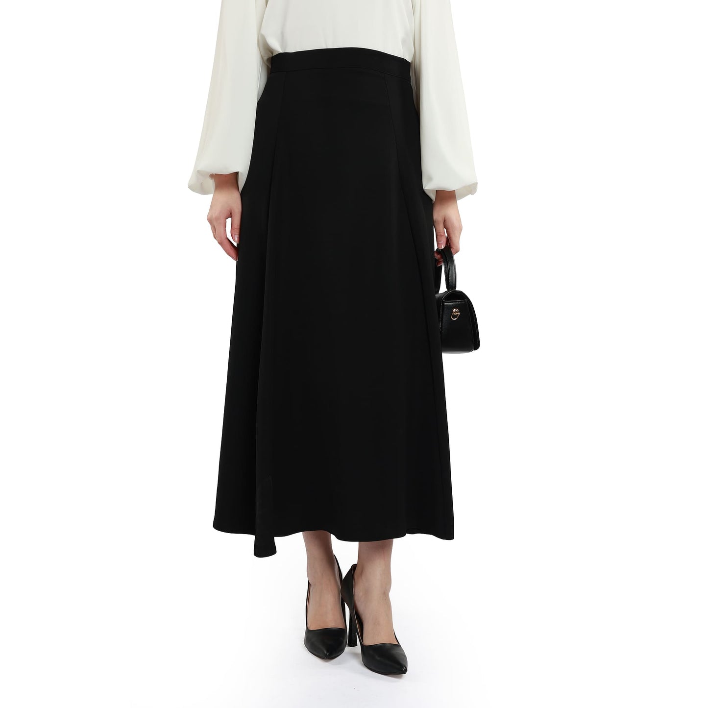 Zippered Satin Skirt