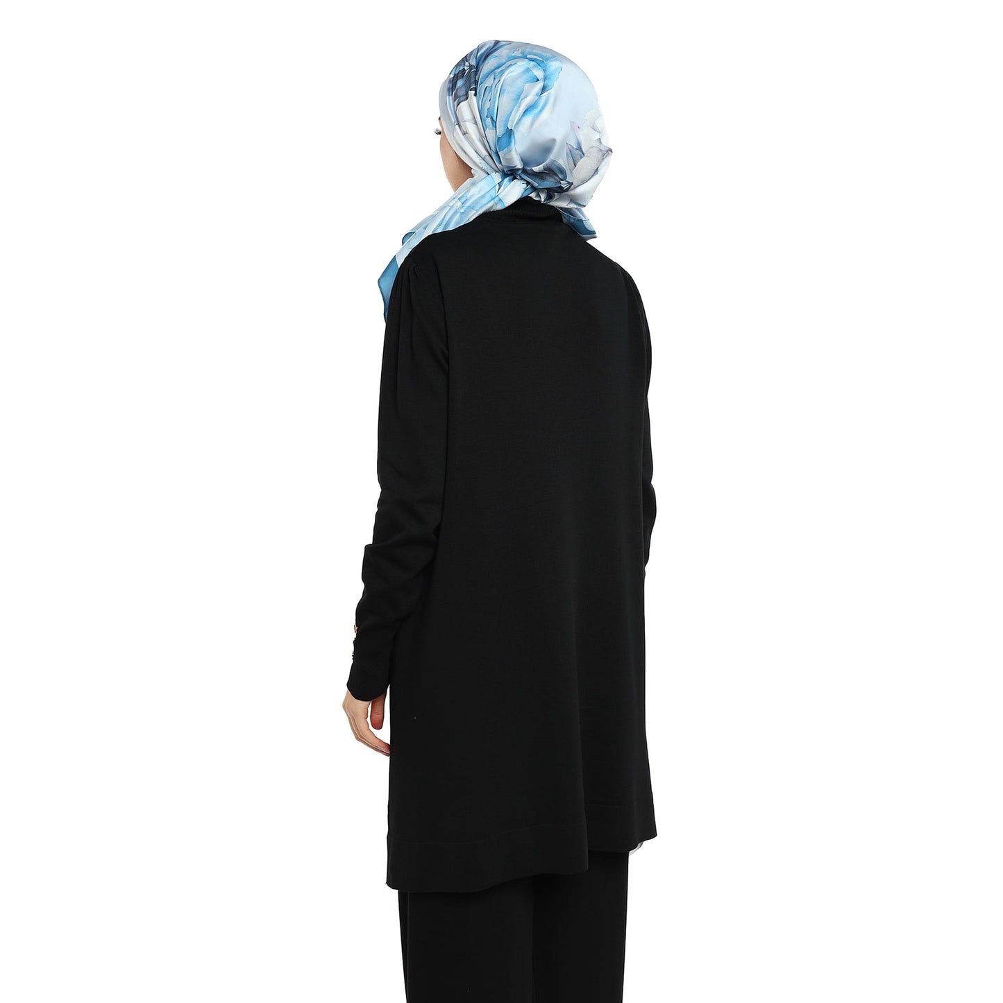 Turtleneck Knit Tunic With Gold Button Epaulette Detail