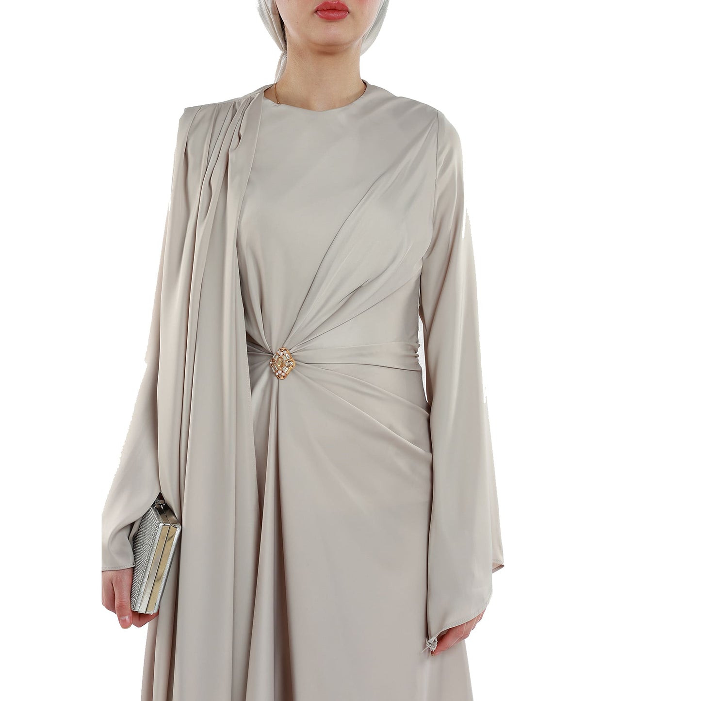 Strappy Dress And Zip Up Polo Collar Jacket Set