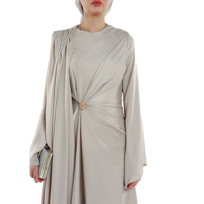 Strappy Dress And Zip Up Polo Collar Jacket Set