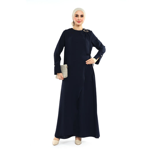 Neck Buckle Detail Apron Style Maxi Dress