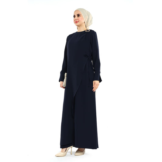 Neck Buckle Detail Apron Style Maxi Dress