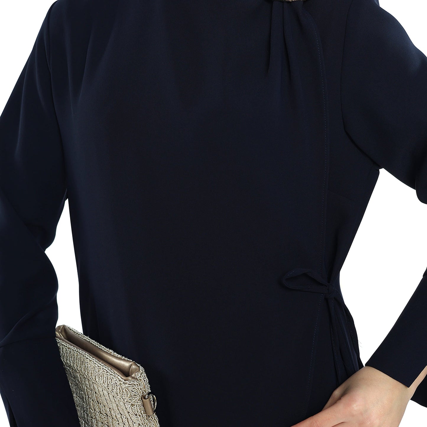 Neck Buckle Detail Apron Style Maxi Dress