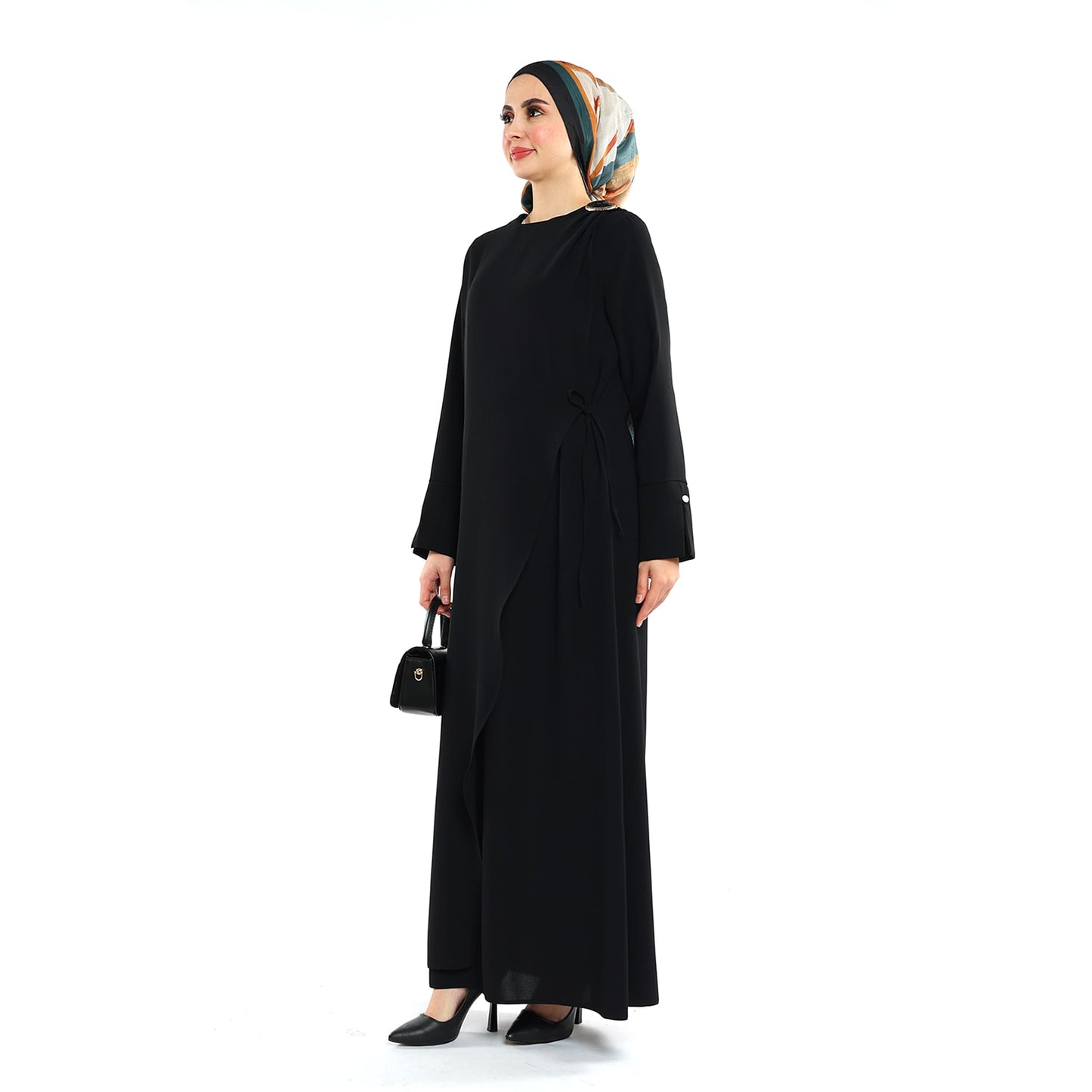 Neck Buckle Detail Apron Style Maxi Dress