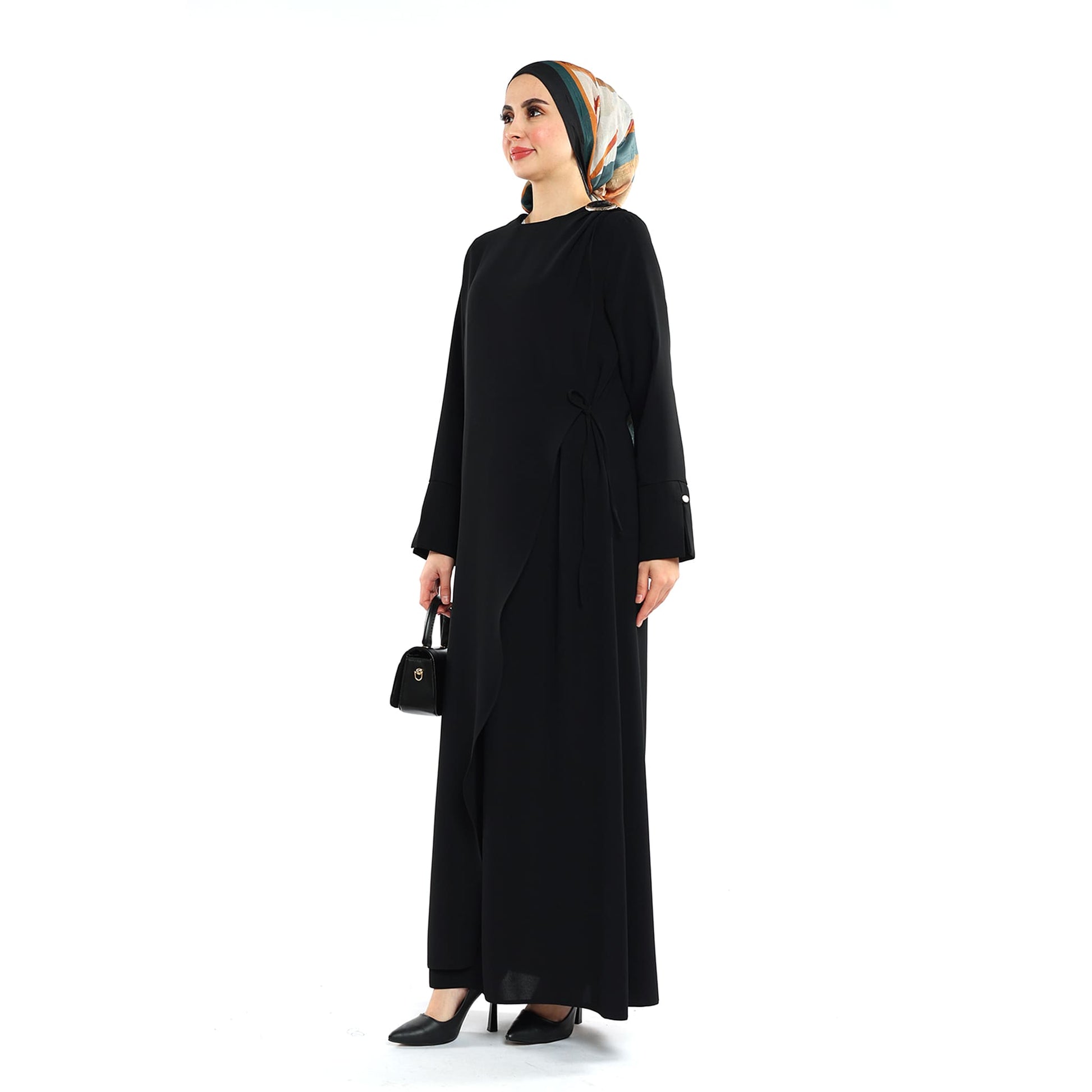 Neck Buckle Detail Apron Style Maxi Dress