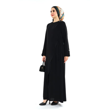 Neck Buckle Detail Apron Style Maxi Dress