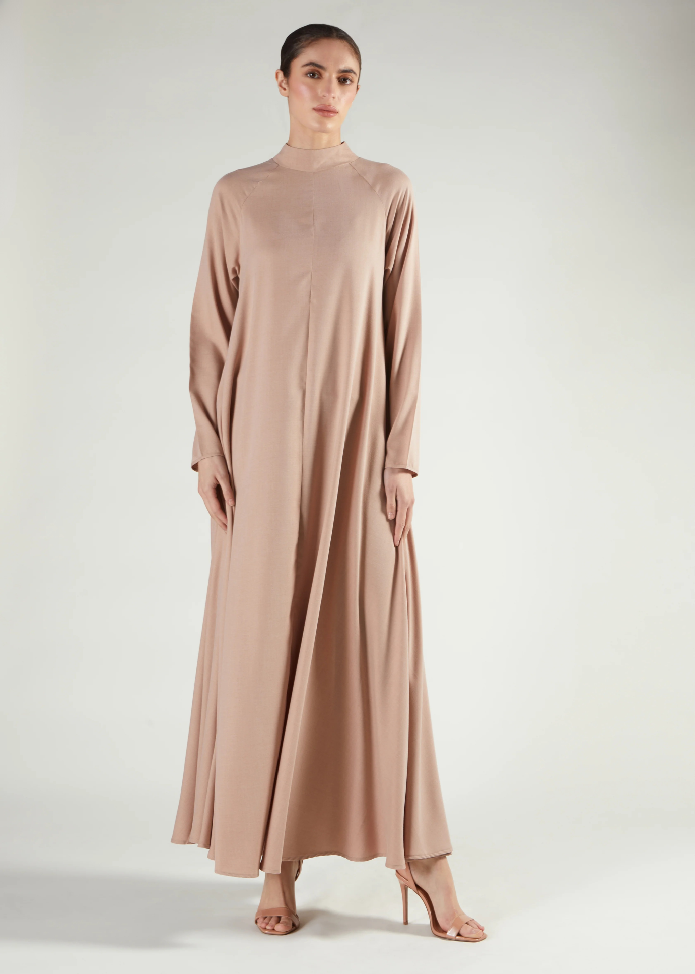 High Neck Abaya Nude