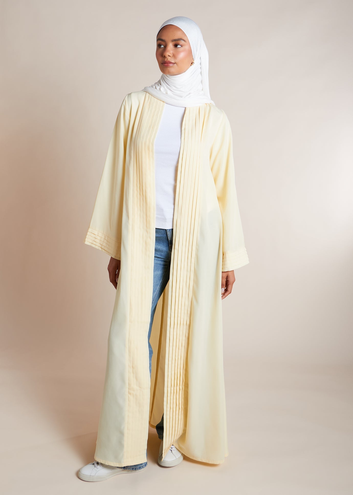 Open Pleat Abaya Buttercream - Final Sale
