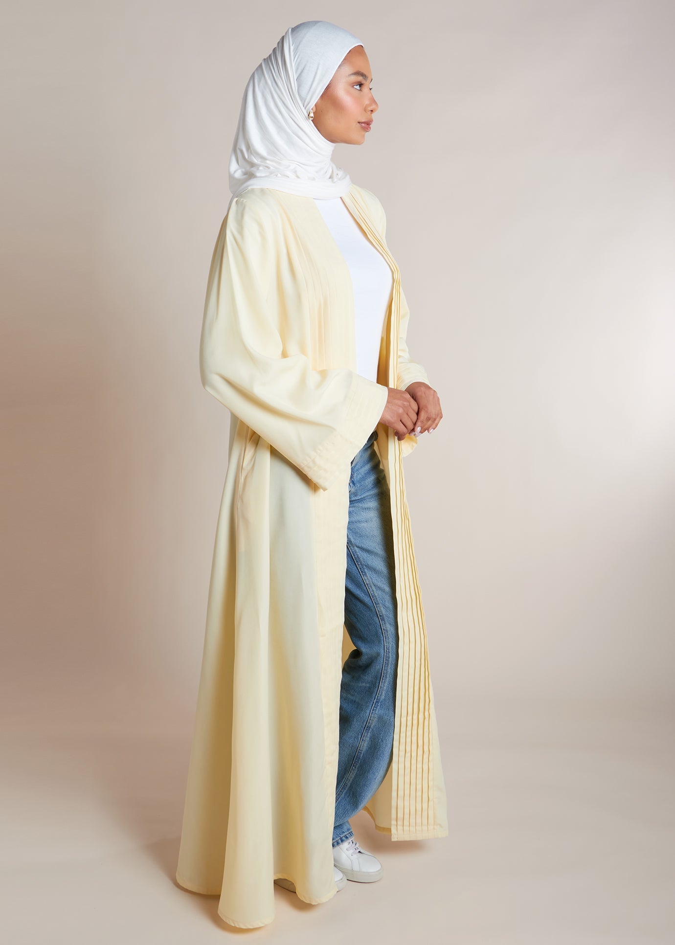 Open Pleat Abaya Buttercream - Final Sale