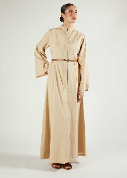 Panelled Abaya Natural - Final Sale