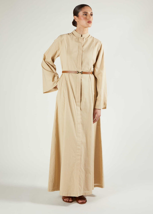 Panelled Abaya Natural - Final Sale