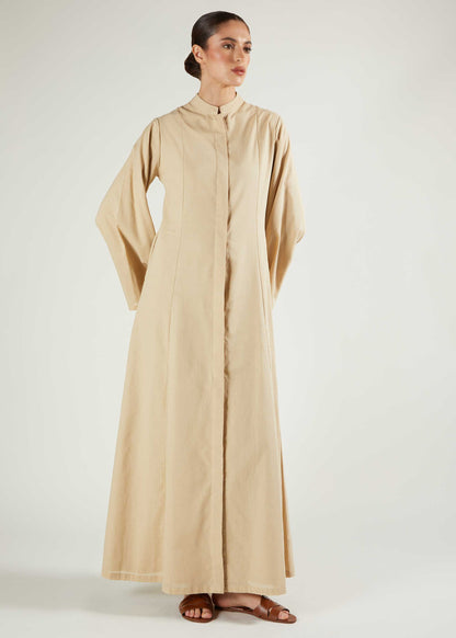 Panelled Abaya Natural - Final Sale