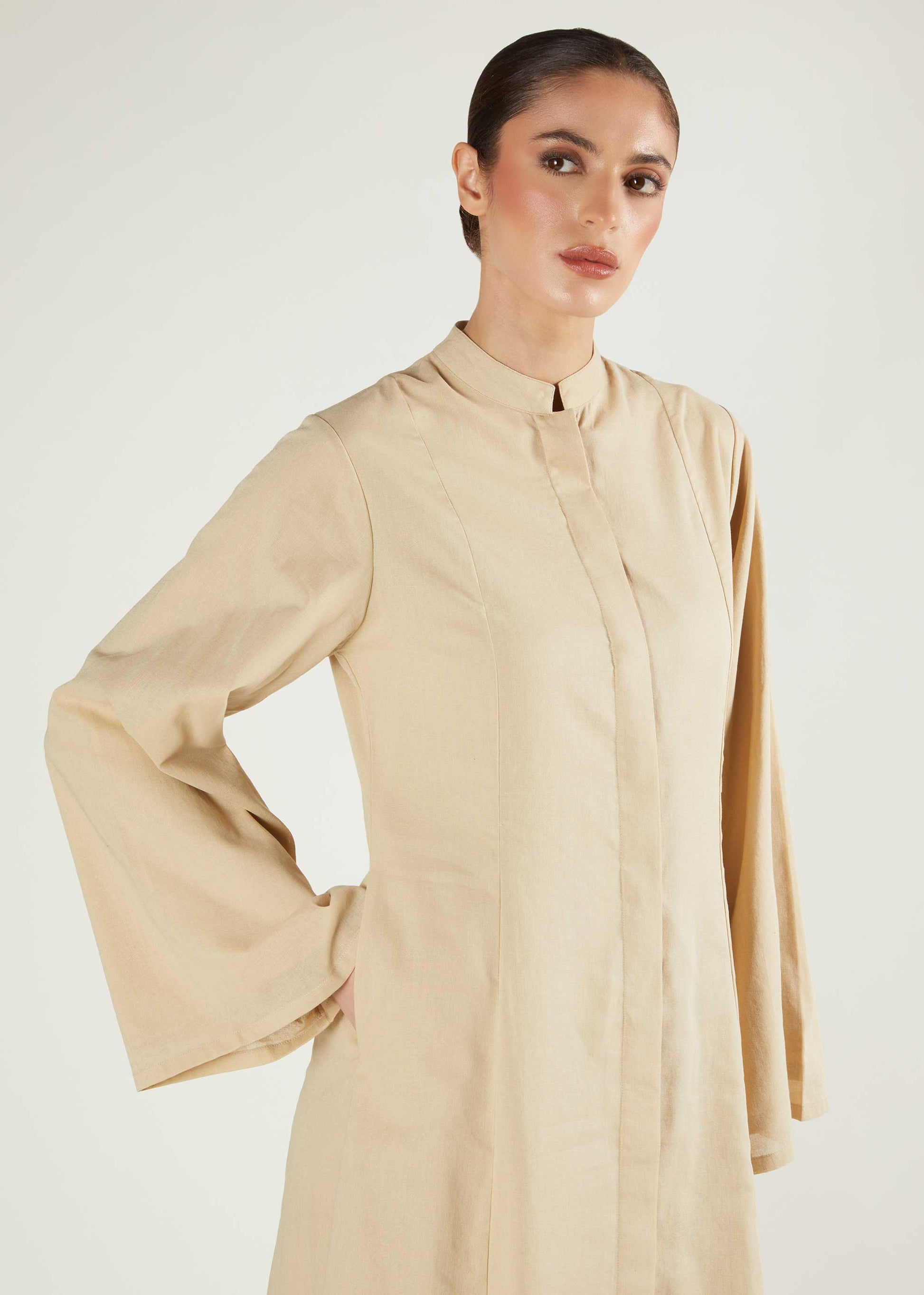 Panelled Abaya Natural - Final Sale
