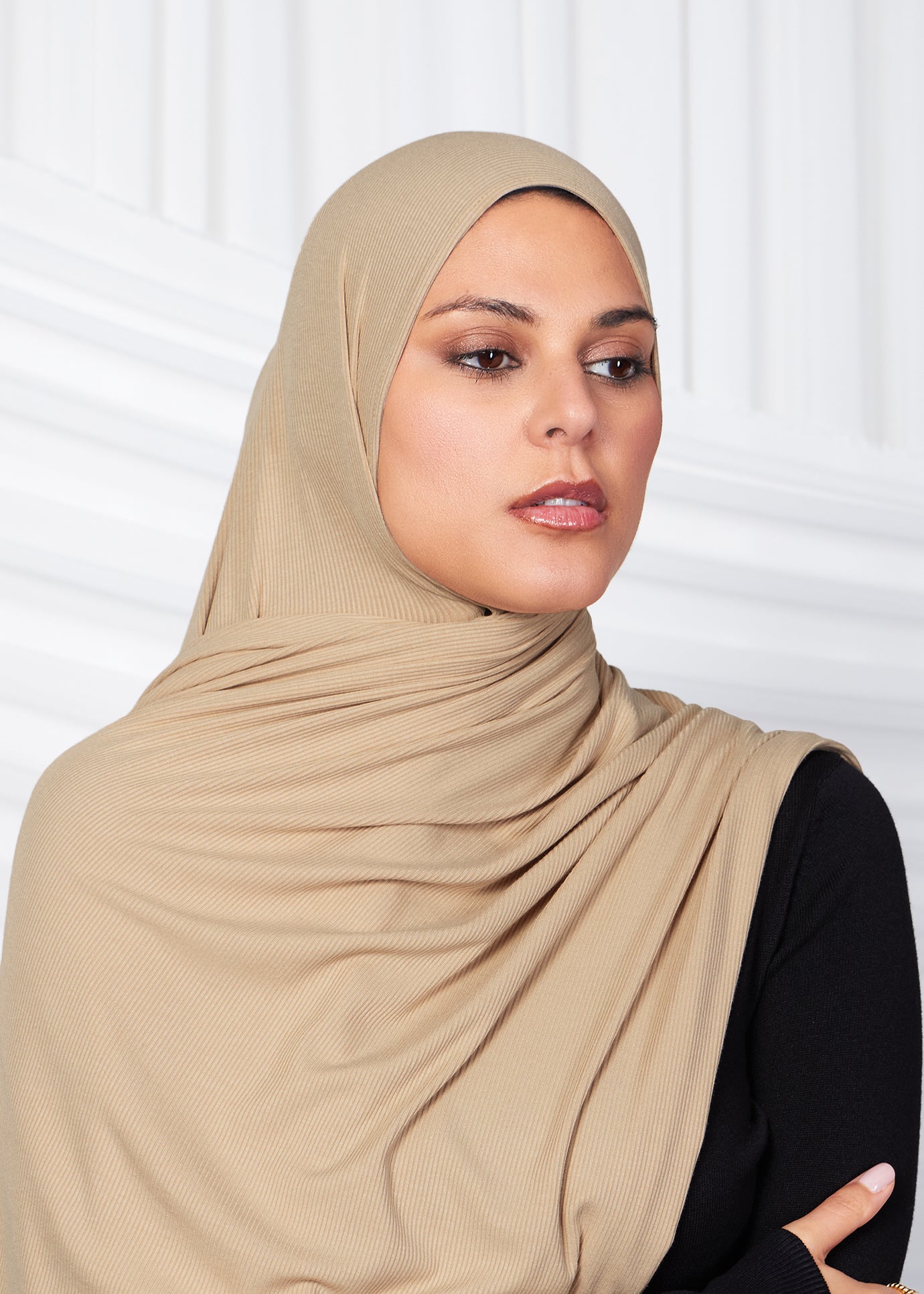 Pewter Ribbed Jersey Hijab - Final Sale