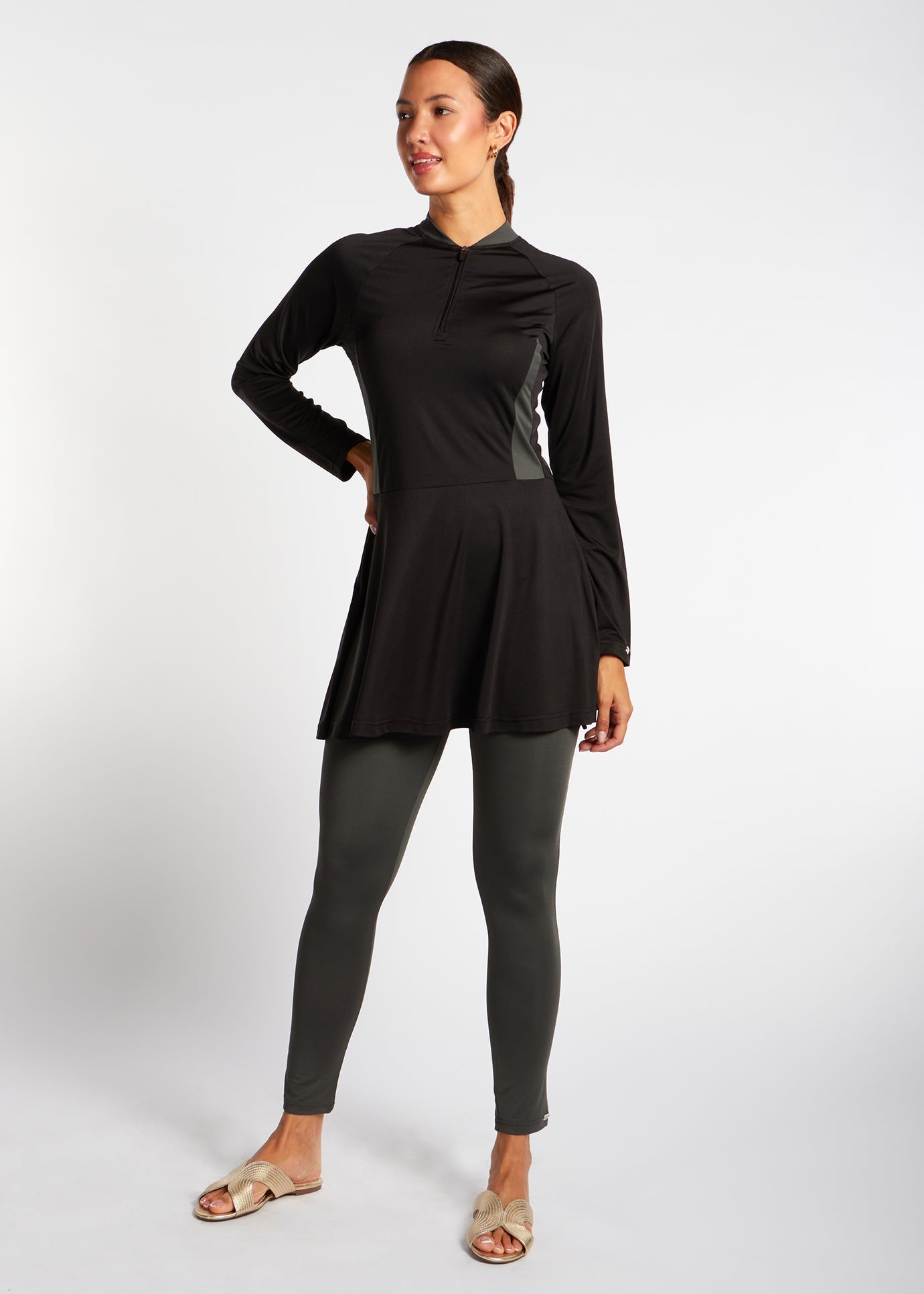 Skirted Swim Top Black - Final Sale